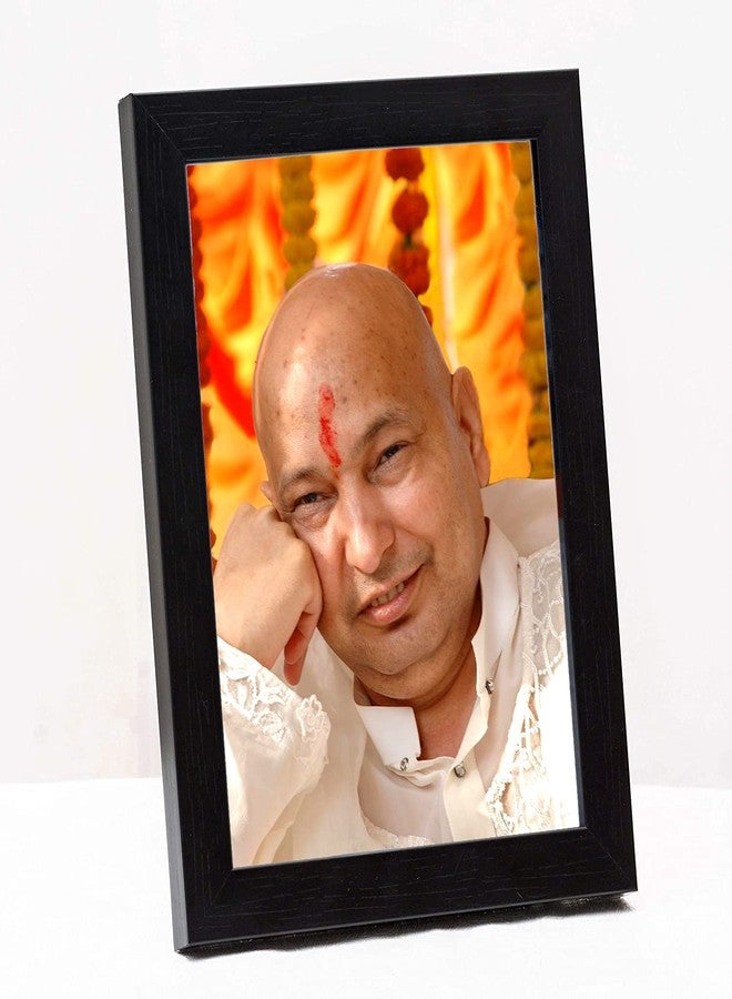 ZIG-ZAG Guruji Photo With Frame | Jai Guruji Swaroop Picture For Wall / Table Frame Small Size ( Black 6x8 ) , Medium Density Fibreboard ; Wood - Image 1